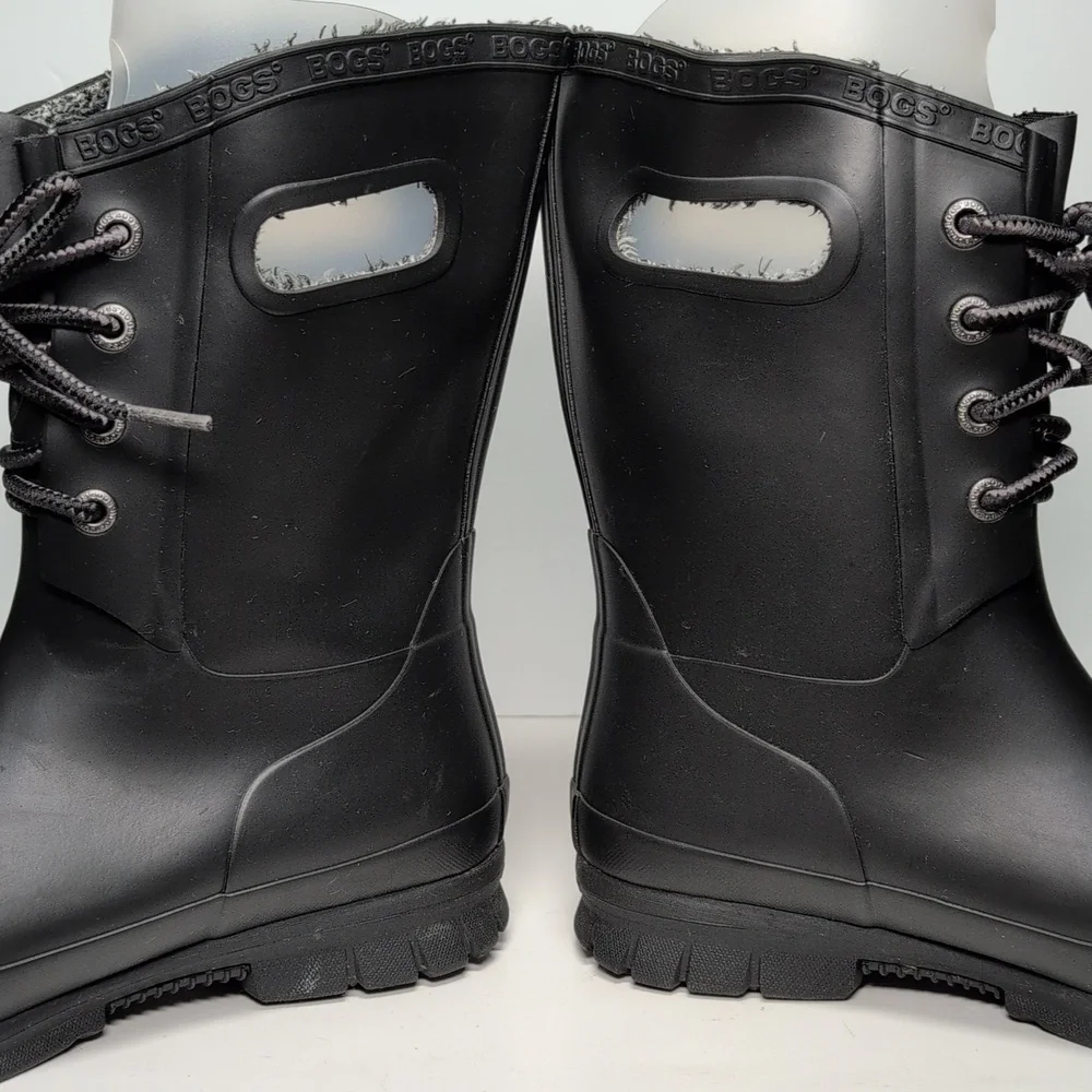 Bogs black amanda plush insulated waterproof rain boot women's size 6 EU 37